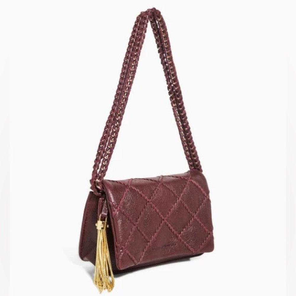 Aimee Kestenberg Madison Convertible Chain Crossbody Plum 100% Leather Bag